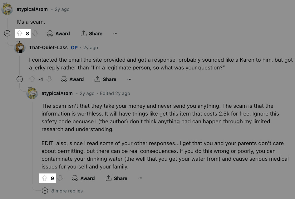 Reddit DIY Septic System Comment 1